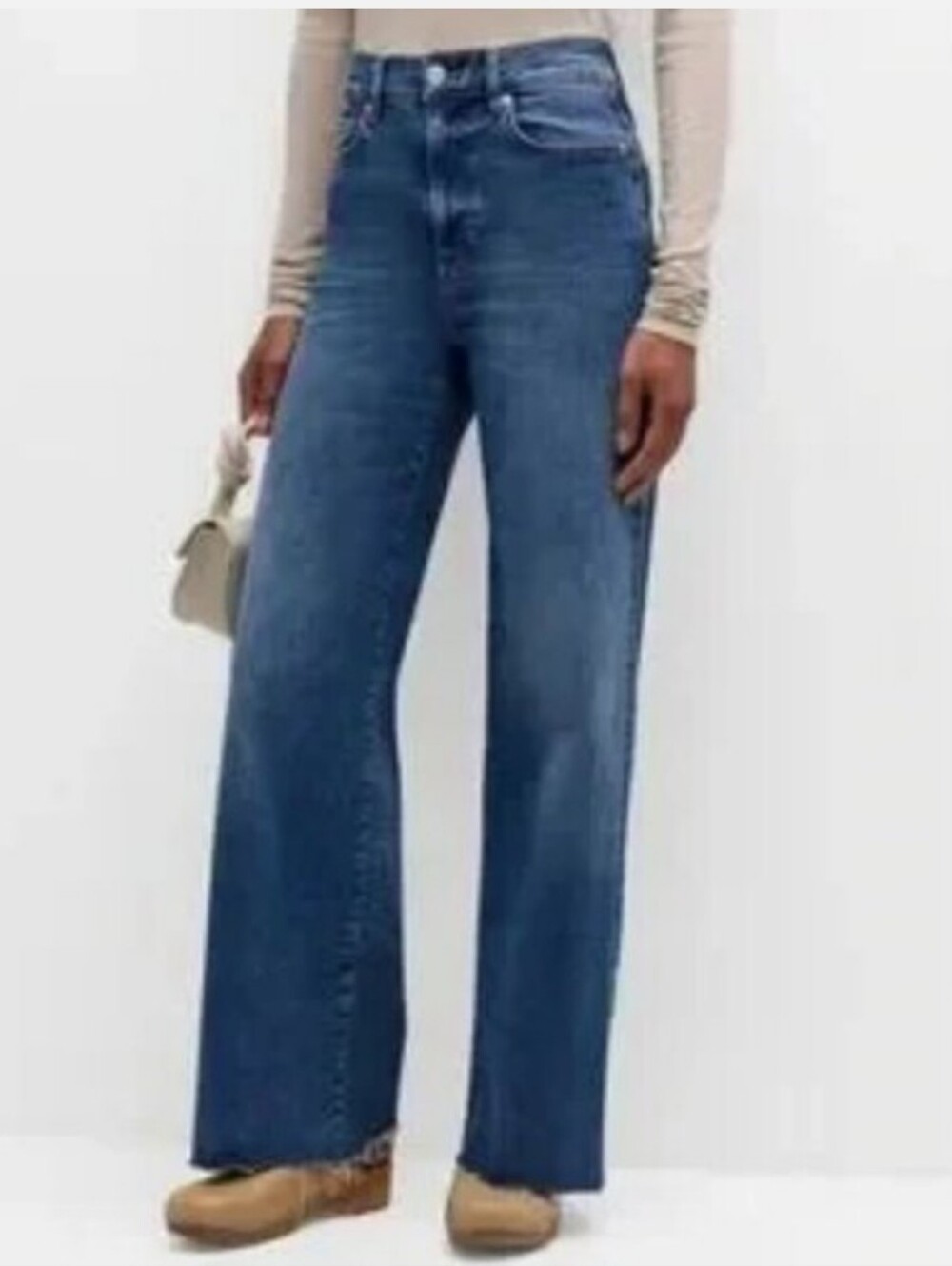 Frame - Le Slim Palazzo Raw Fray Denim in Mermaid